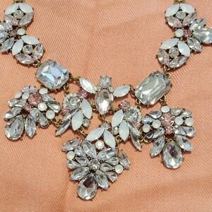 Elegant Silver and Pink Statement Necklace